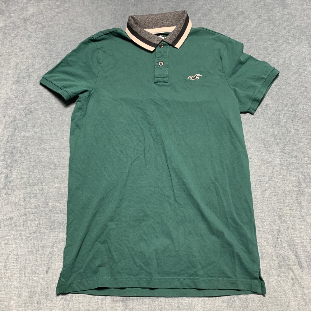 Hollister Polo Shirt Mens Medium Green Short Sleeve Performance Advanced Stretch